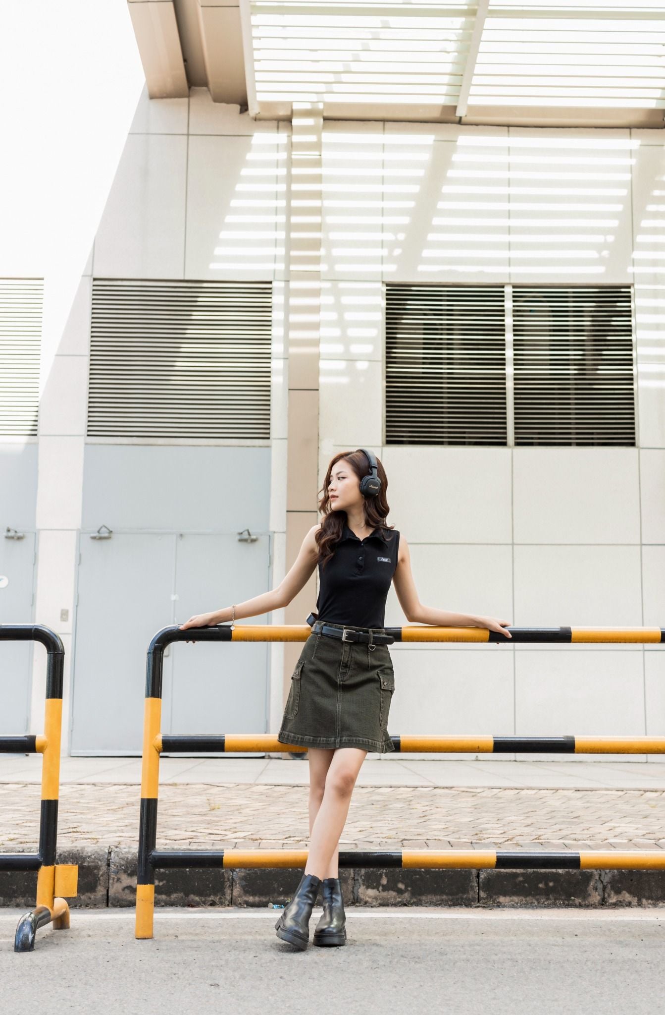 Váy Túi Hộp Dáng Chữ A Màu Moss Green -  Moss Green  Box Pocket Skirt - 222WD1111F2