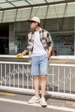 Quần Shorts Nam Dáng Suông Màu Xanh Sáng. Summer Sky Straight Fit Denim Shorts - 222MD3103B1910