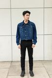 Quần Jeans Nam Dáng Slim Fit Màu Đen Phối Chỉ Đỏ. Red Thread Black Slim Fit Jeans - 222MD4082B1090