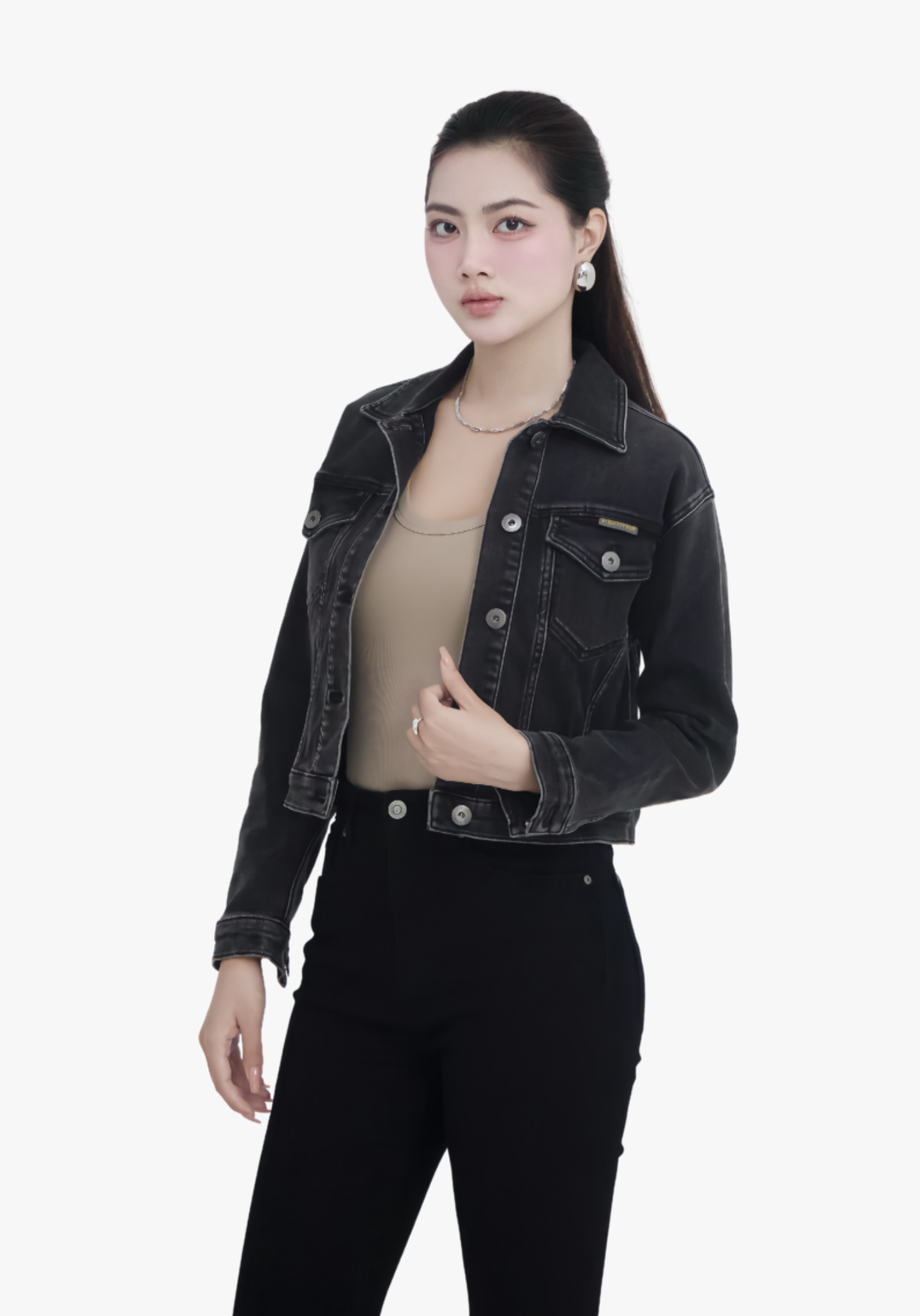 ÁO KHOÁC NỮ DENIM GREY FORM TYPE 3 CROP - 224WD1049B1