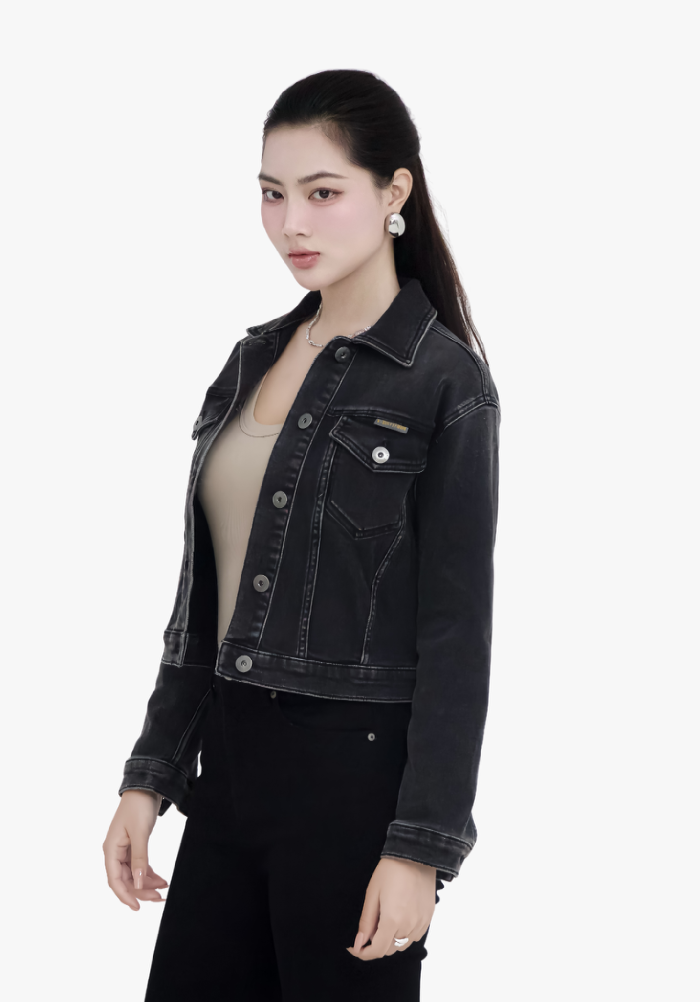 ÁO KHOÁC NỮ DENIM GREY FORM TYPE 3 CROP - 224WD1049B1