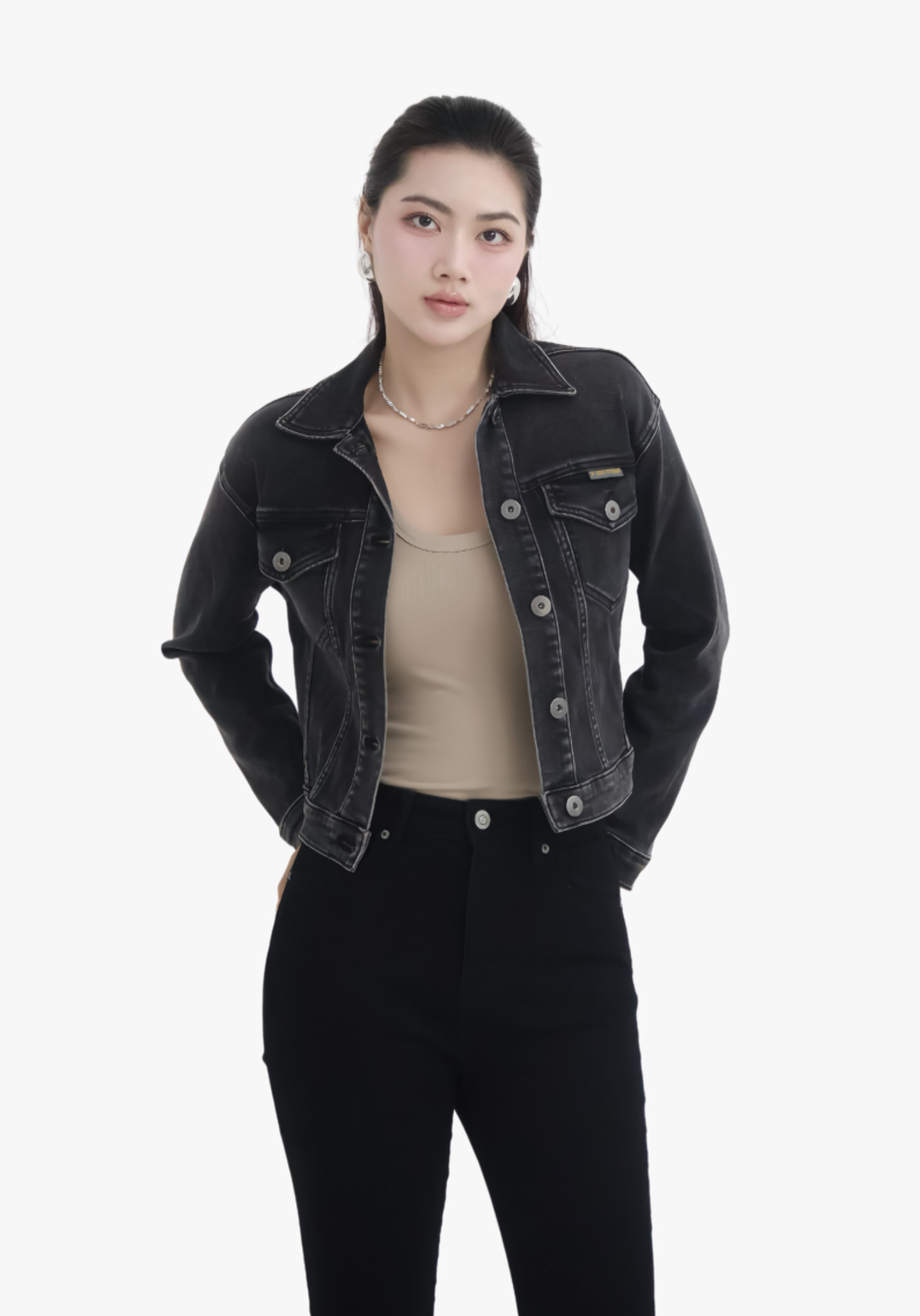 ÁO KHOÁC NỮ DENIM GREY FORM TYPE 3 CROP - 224WD1049B1