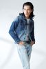 Áo khoác jean nam dáng rộng tay dài. Blue Faded Denim Jacket - 220MD4044F1930