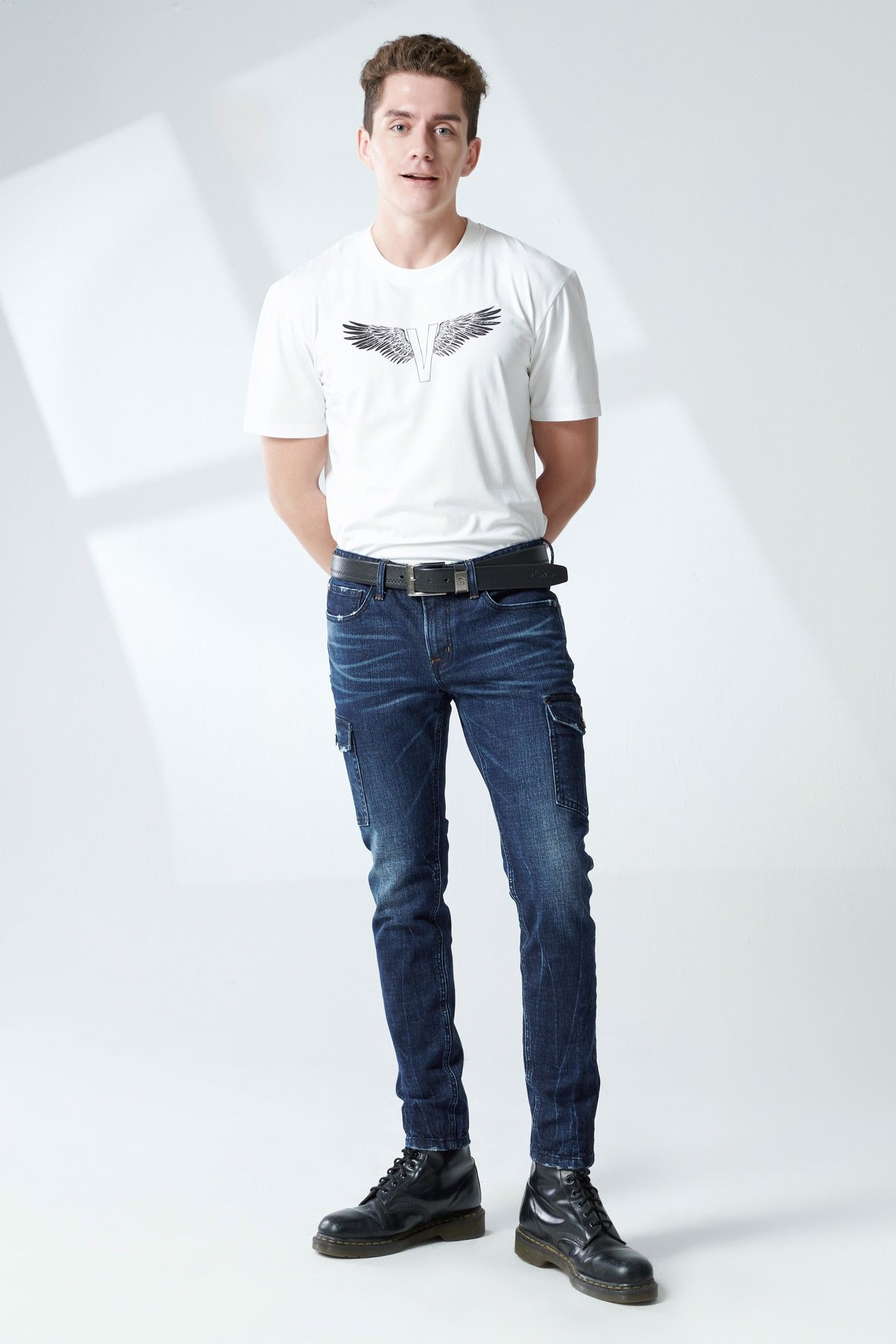 Quần Jeans Nam Dáng Ôm, Túi Đắp. Cargo Skinny Jeans - 220MD4081F1970