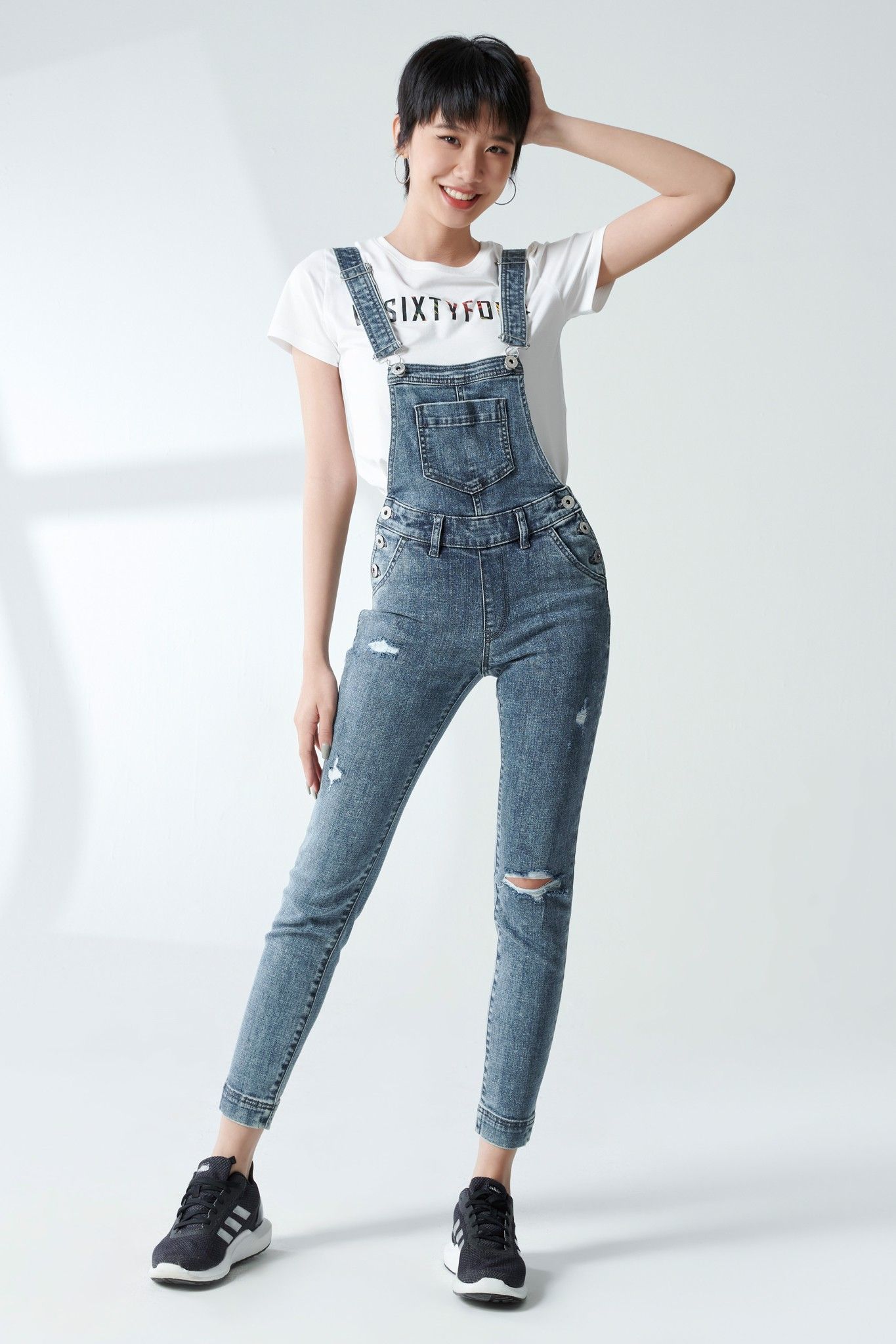 Quần Yếm Jeans dáng dài. Denim Overalls - 220WD1133F2