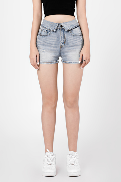Quần Short Jeans Nữ Lưng Gấp. Fold Over Denim Short 80s - 319WD1103F3910