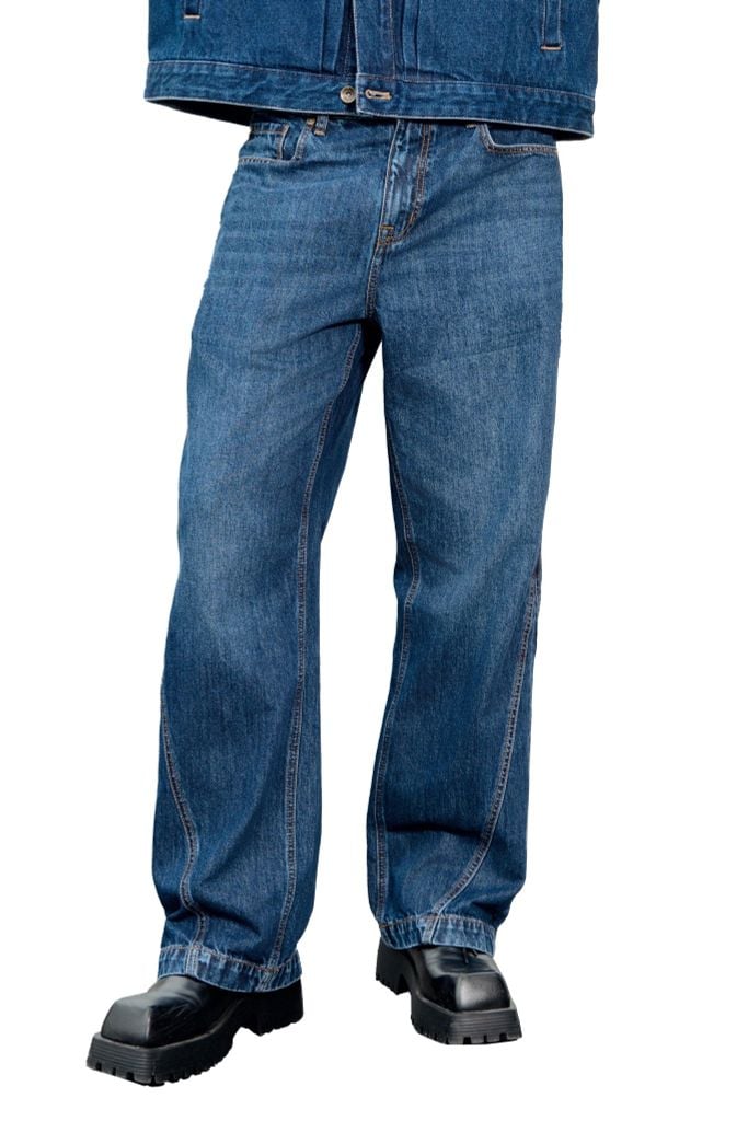 Quần Jeans Nam Dáng Wide-Leg Màu Xanh Đậm - 224MD3085F2