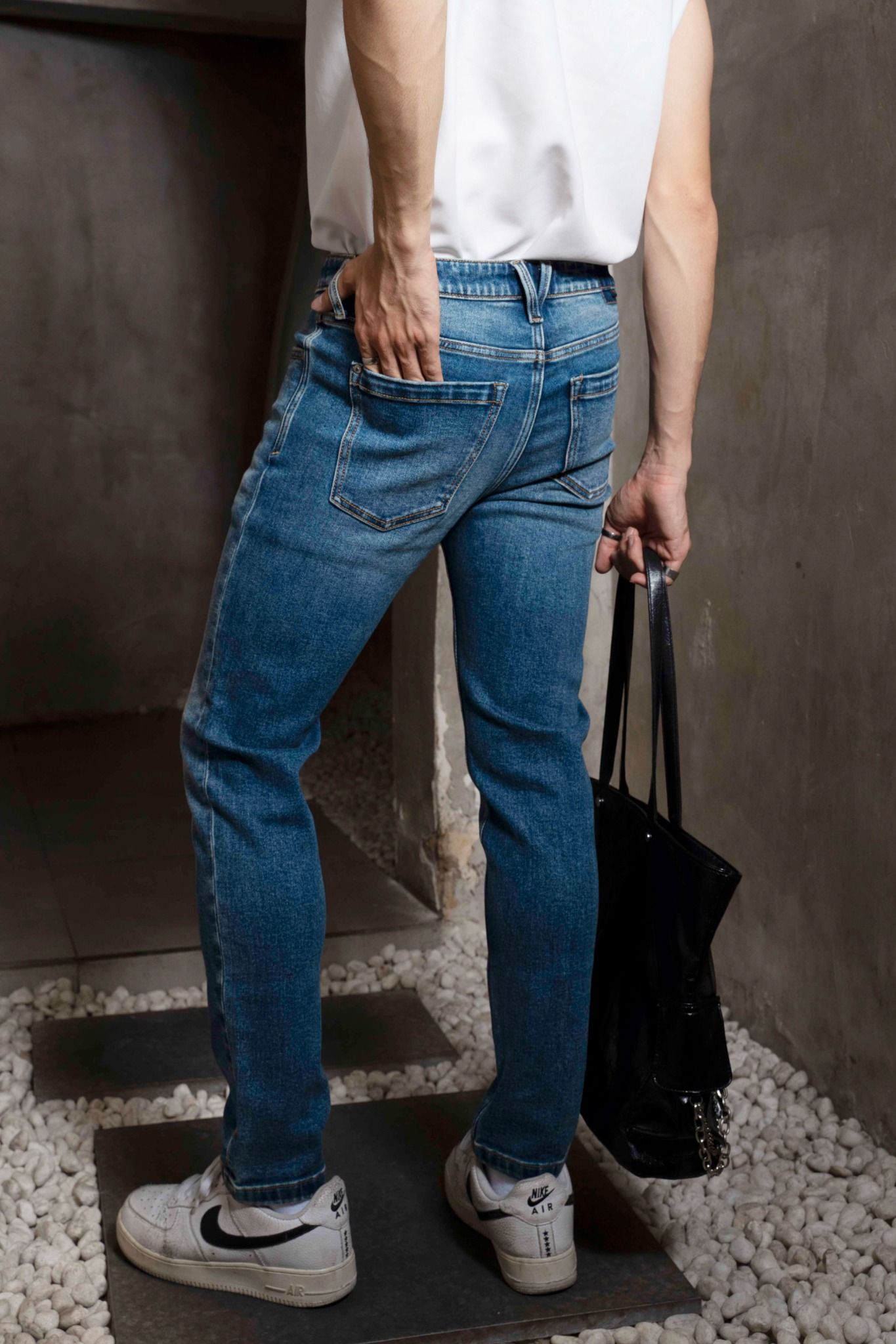 Quần Jeans Nam Dáng Slim Tint Vintage Màu Med BLUE - Men's SlimFit Jeans Tint Vintage In Med Blue - 224MD3082B2