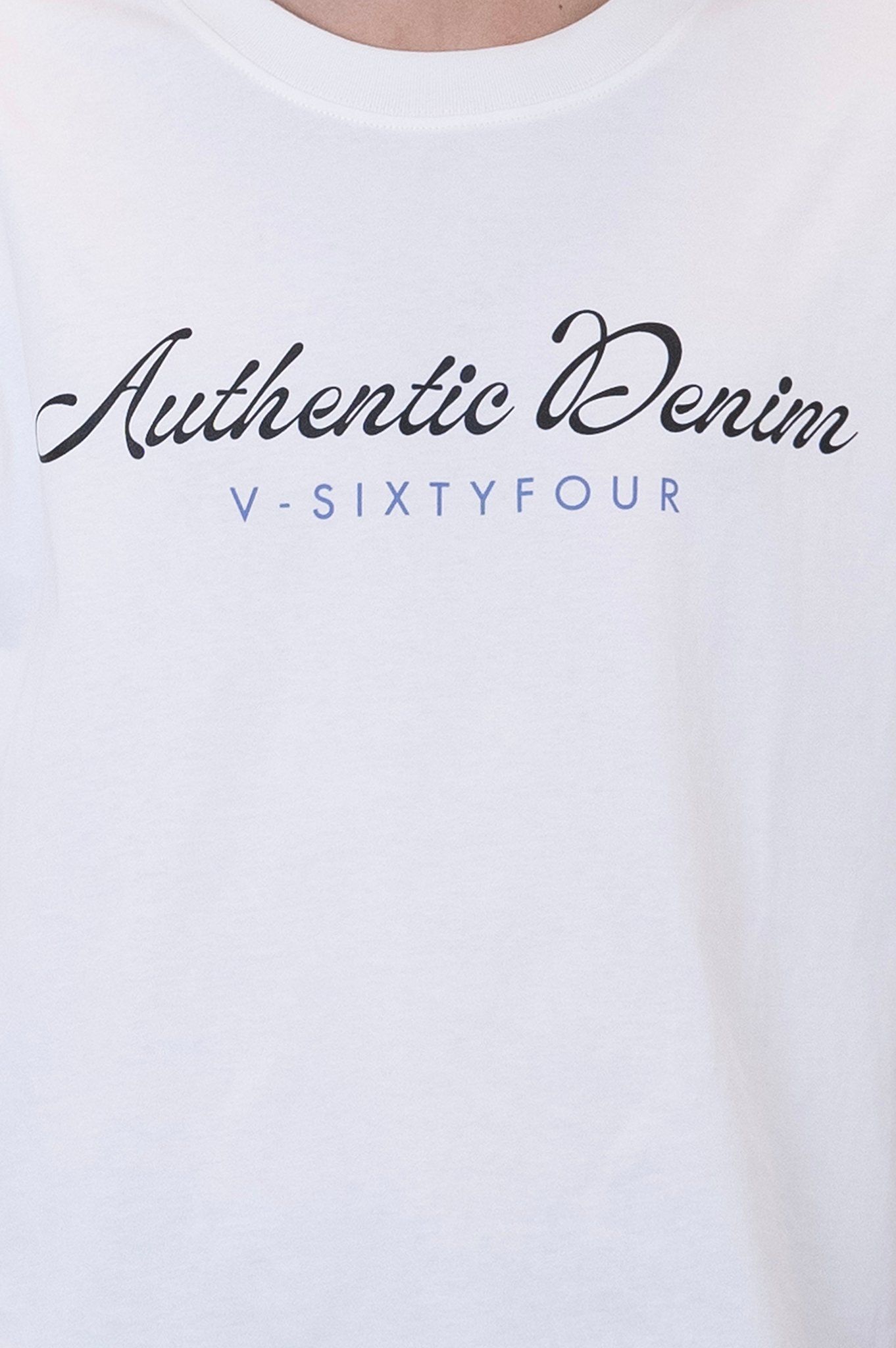 Áo Thun Nam Cotton Màu Trắng Hoạ Tiết Typo Authentic Denim - 224MN3023B3100