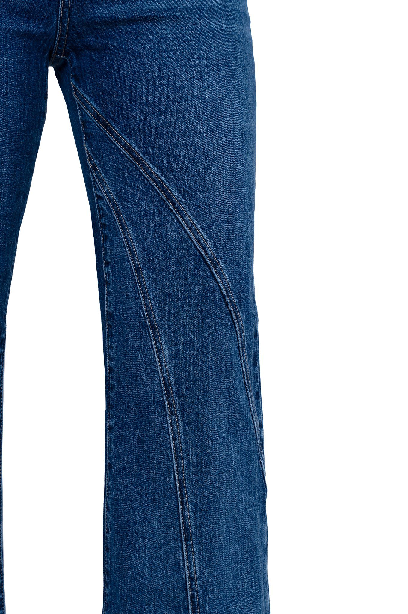 Quần Dài Nữ Dáng Loe Laser Xéo Màu Med Blue - Med Blue Laser Cut Flare Jeans - 224WD2084F2
