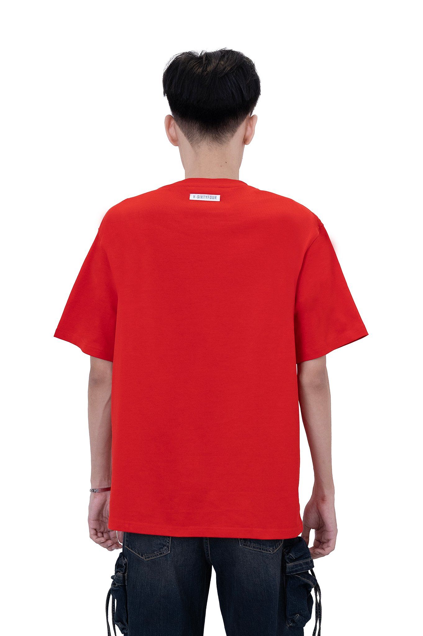 Áo Thun Nam Cotton Màu Đỏ Hoạ Tiết Typo Authentic Denim - 224MN3023B3