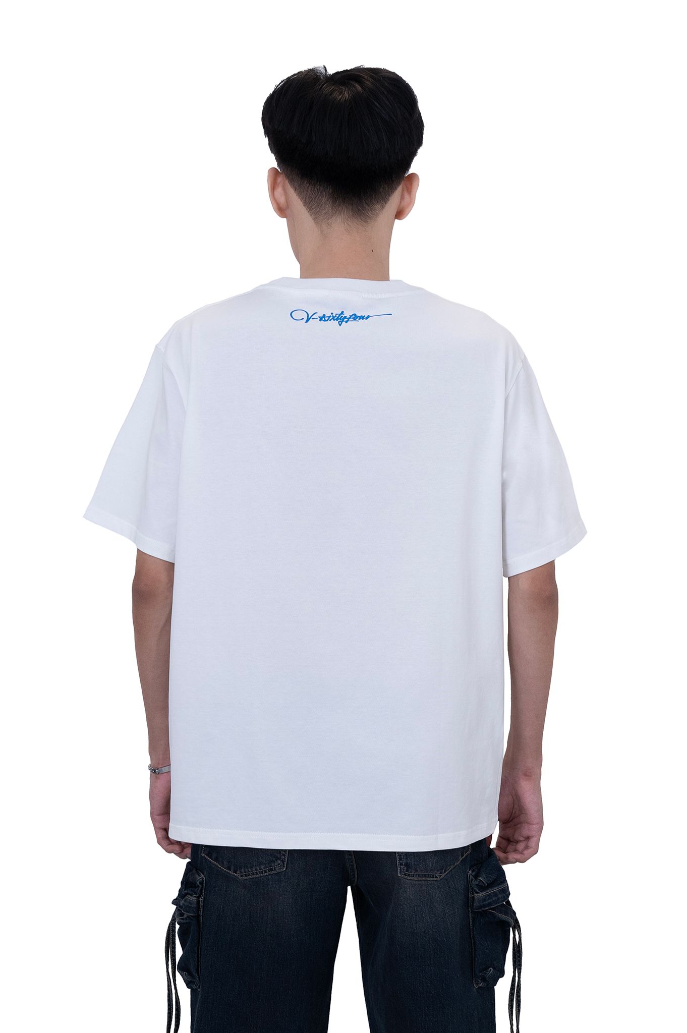Áo Thun Nam Cotton Màu Trắng Hoạ Tiết Typo V-Sixtyfour - 224MN3023B2100