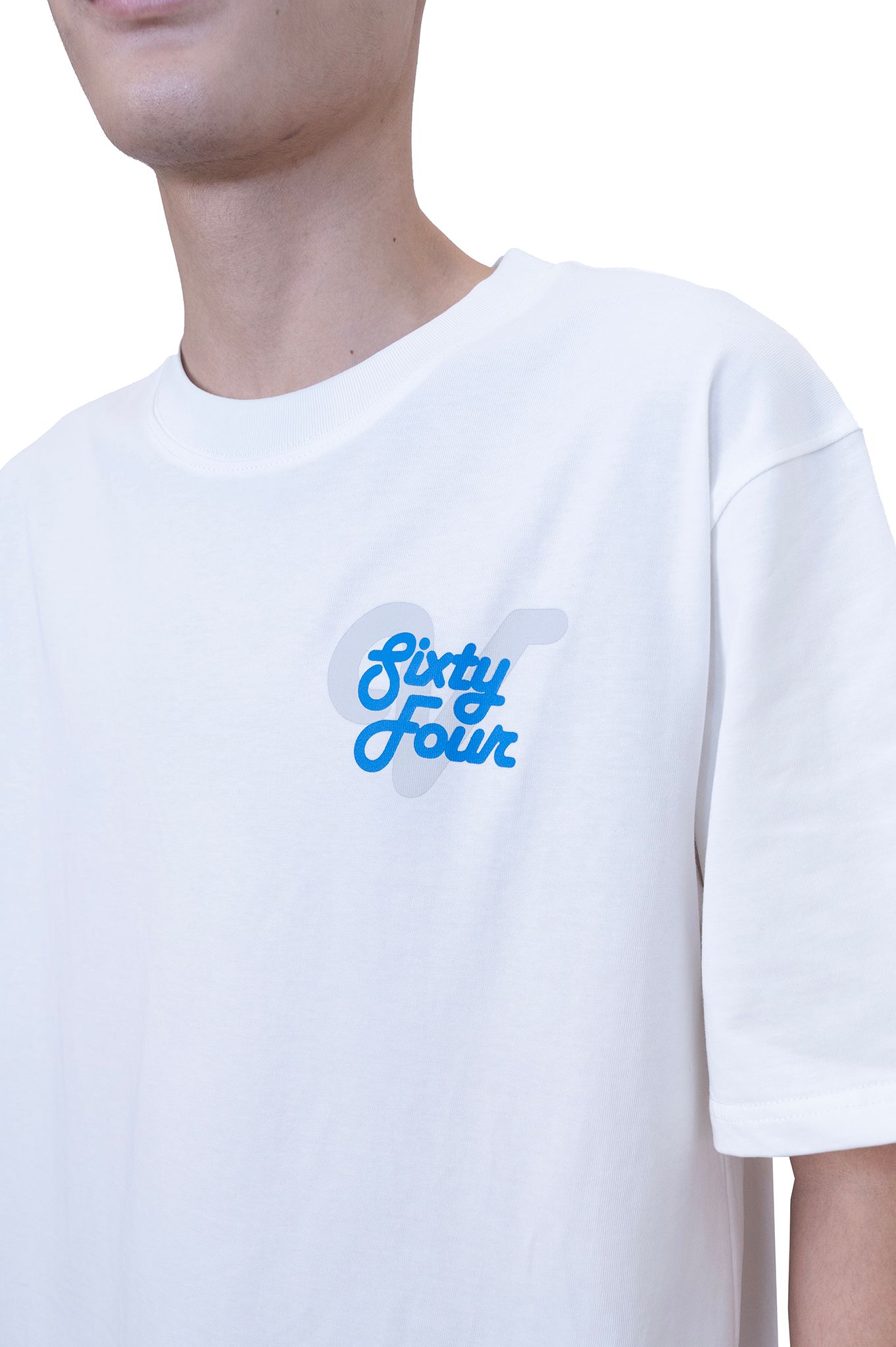 Áo Thun Nam Cotton Màu Trắng Hoạ Tiết Typo V-Sixtyfour - 224MN3023B2100