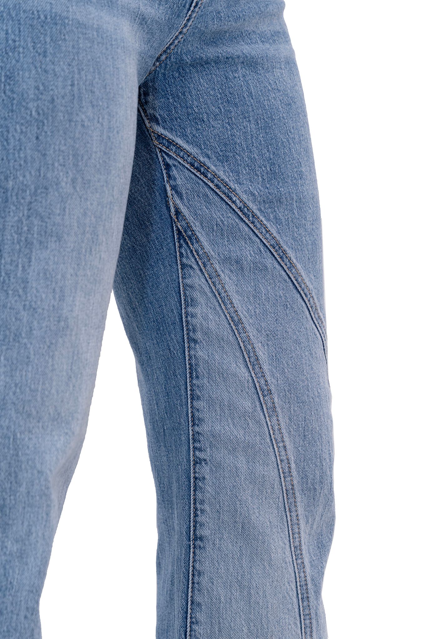 Quần Dài Nữ Dáng Loe Laser Xéo Màu Xanh Nhạt - Light Blue Laser Cut Flare Jeans - 224WD2084F2