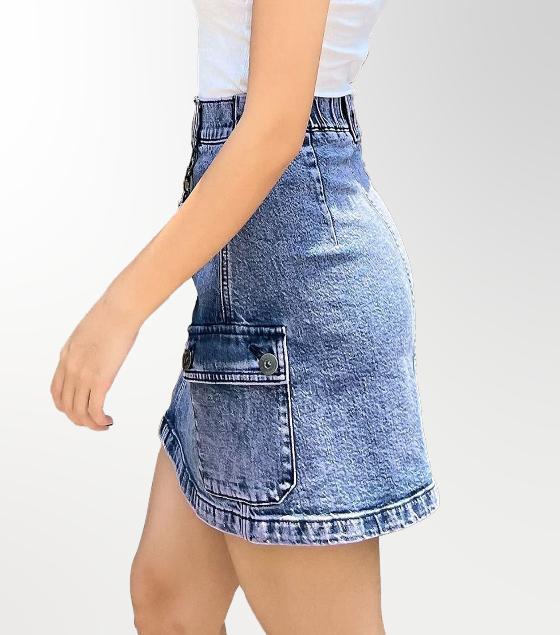 Chân Váy Denim Nữ Dáng Chữ A Nhuộm Tím. Purple A-line Women's Denim Skirt - 222WD1111F1