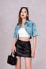 Áo Denim Nữ Crop Bolero Jacket Nhuộm Màu Xanh Mint. Women's Denim Crop Bolero Jacket Dyed Mint Blue - 223WD1017F4330