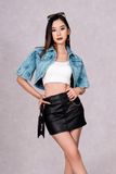 Áo Denim Nữ Crop Bolero Jacket Nhuộm Màu Xanh Mint. Women's Denim Crop Bolero Jacket Dyed Mint Blue - 223WD1017F4330