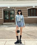 Áo Khoác Denim Nữ Dáng Rộng Dáng Lửng - Women's Loose Fit Denim Jacket. 223WD2044F1910