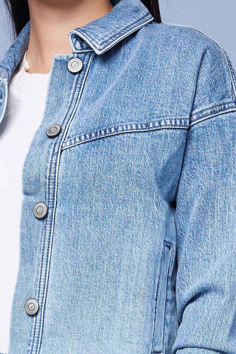Áo Khoác Nữ Denim Dáng Rộng Kiểu Vasity - Varsity Women's Loose Denim Jacket - 222WD1044B1910