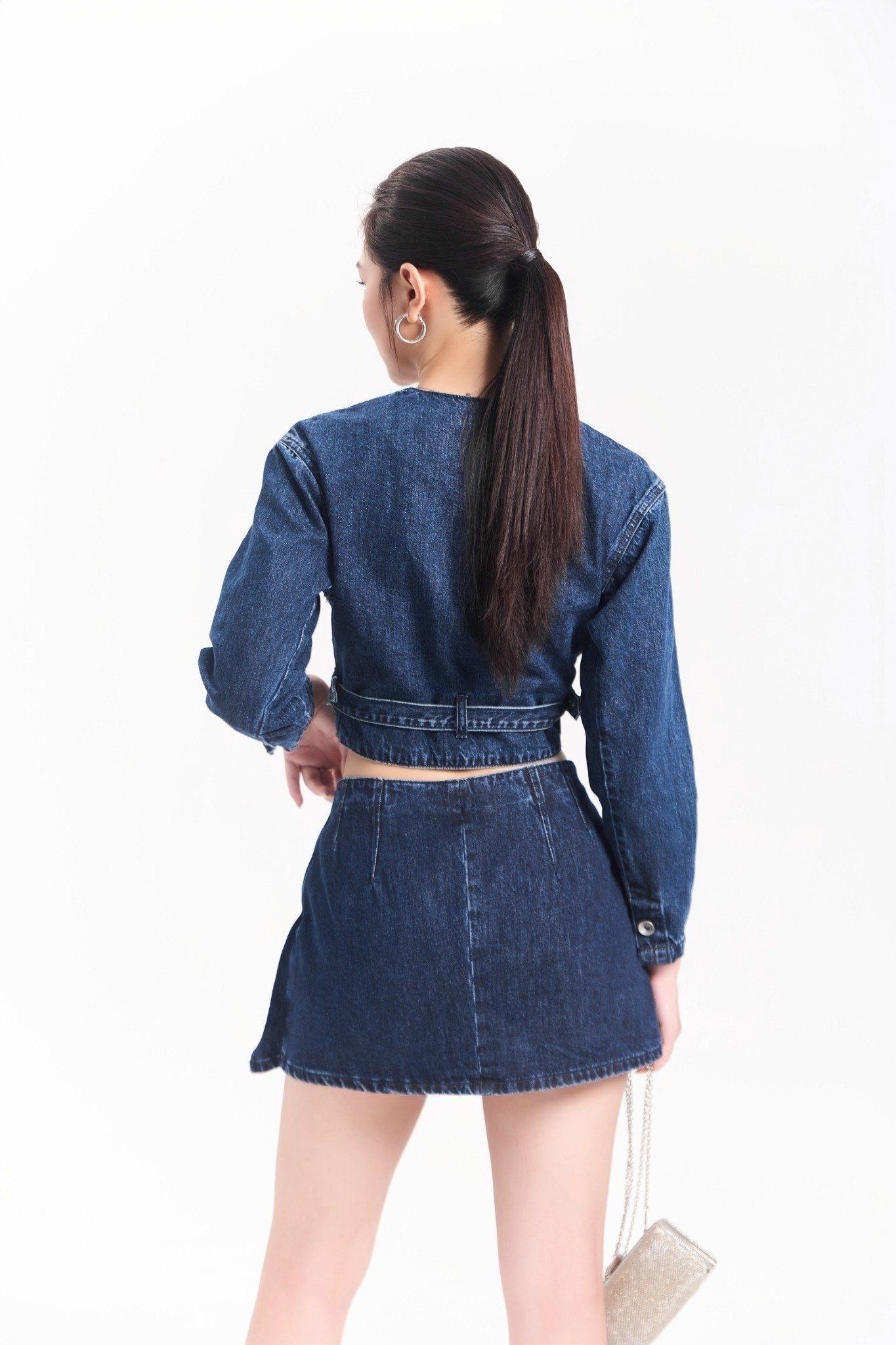 Áo Khoác Nữ Denim Tay Dài Vạt Chéo. Women's Diagonal Long Sleeve Denim Jacket - 124WD1044A1970