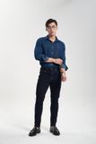 Áo Sơ Mi Denim Nam Dáng Suông Dây Kéo - Men's Denim Button-Up Shirt Zipper. 122MD3034F1950