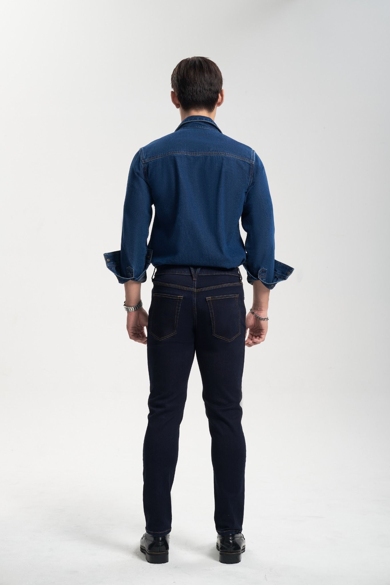 Áo Sơ Mi Denim Nam Dáng Suông Dây Kéo - Men's Denim Button-Up Shirt Zipper - 122MD3034F1