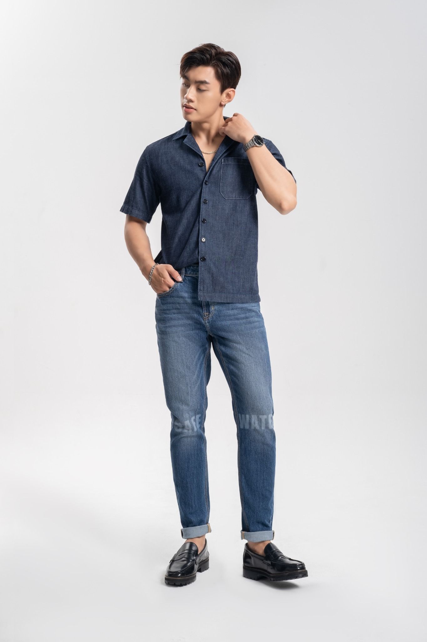 Áo Sơ Mi Cổ Sam Dáng Rộng Tay Ngắn - Short Sleeve Collar Shirt - 222MD4033B1