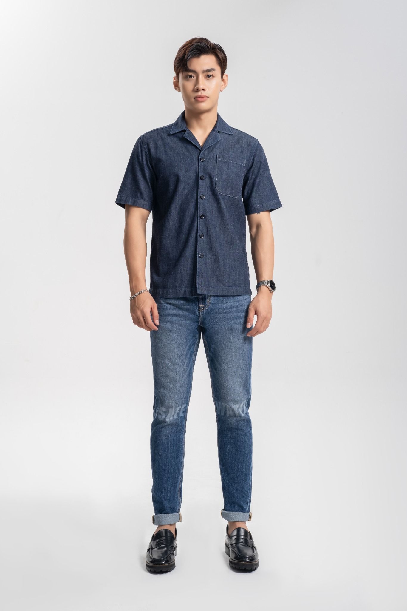 Áo Sơ Mi Cổ Sam Dáng Rộng Tay Ngắn - Short Sleeve Collar Shirt - 222MD4033B1