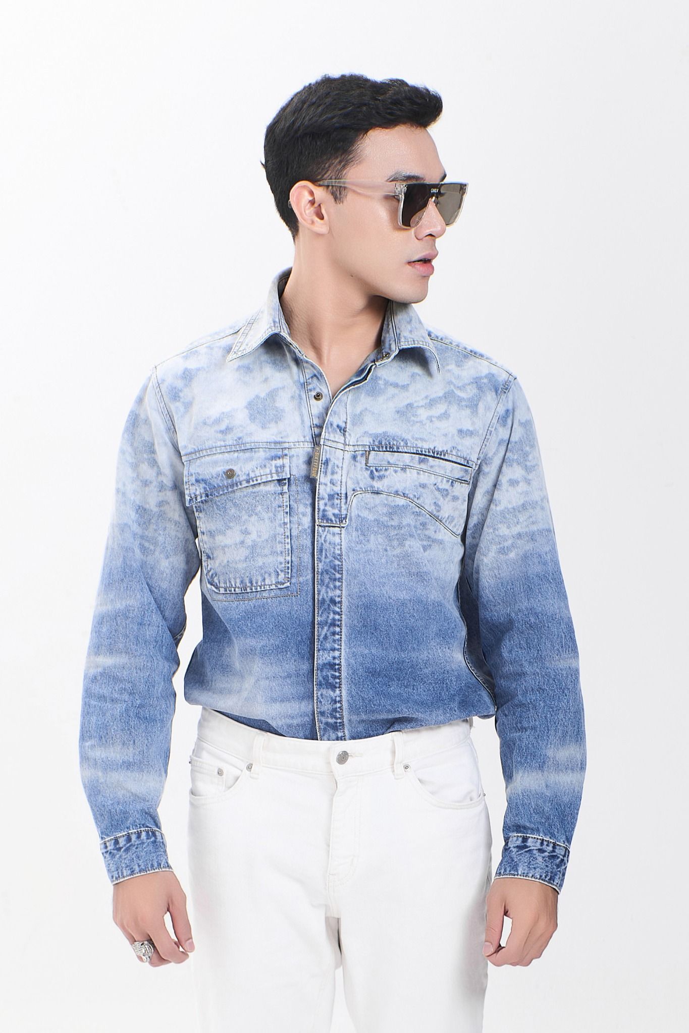 Áo Sơ Mi Nam Dáng Vừa Hiệu Ứng Ombre. Ombre Effect Men's Slim Fit Shirt - 223MD3039F1930