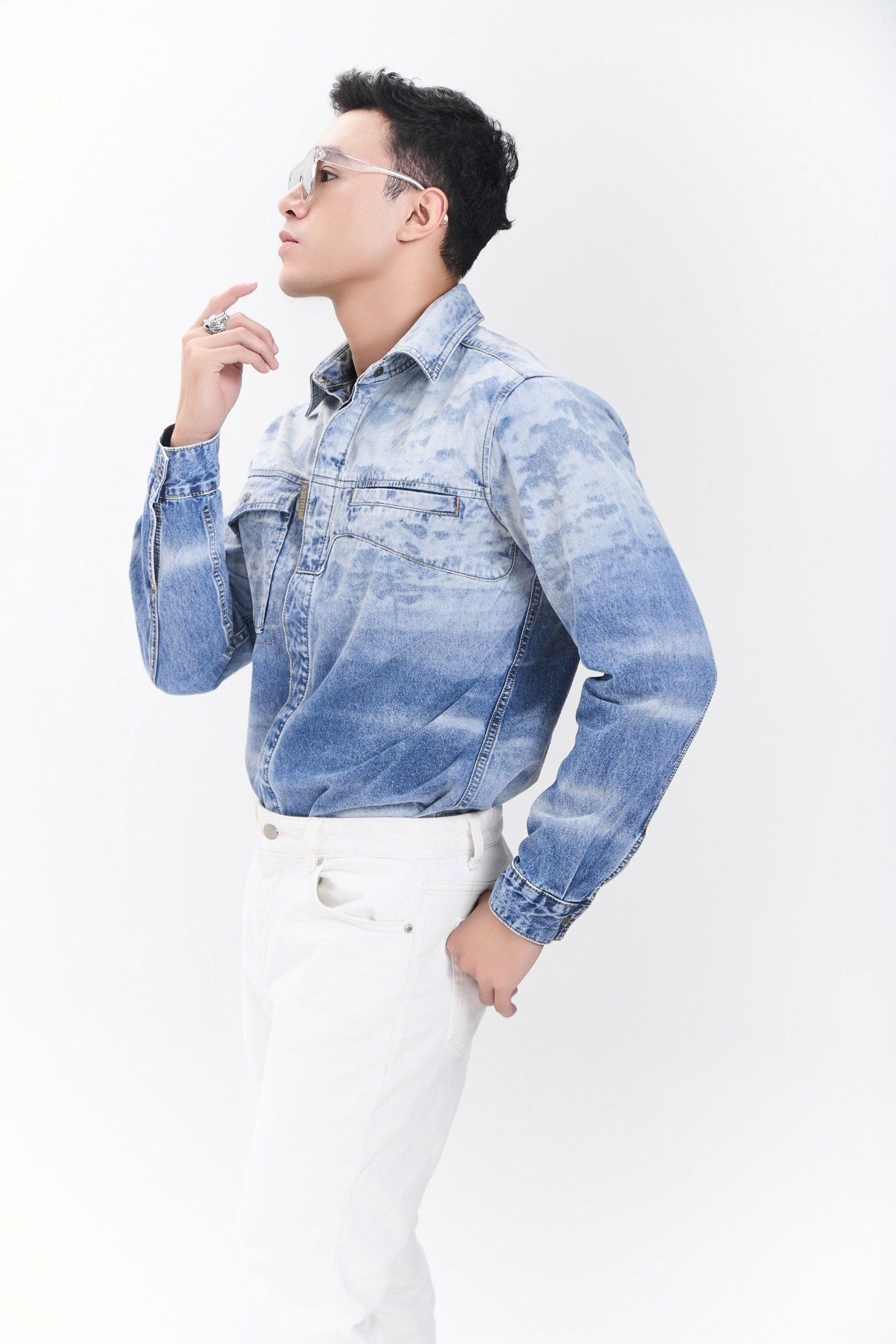 Áo Sơ Mi Nam Dáng Vừa Hiệu Ứng Ombre. Ombre Effect Men's Slim Fit Shirt - 223MD3039F1930