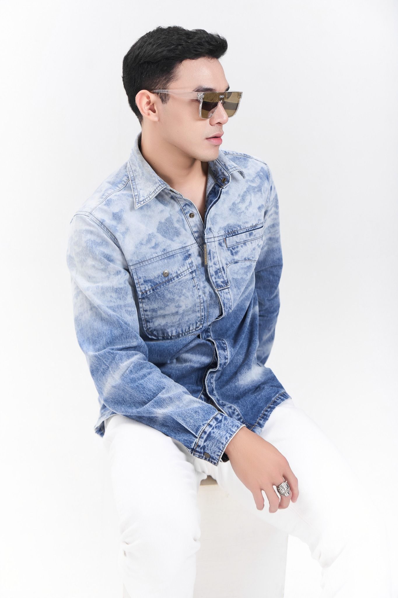 Áo Sơ Mi Nam Dáng Vừa Hiệu Ứng Ombre. Ombre Effect Men's Slim Fit Shirt - 223MD3039F1930
