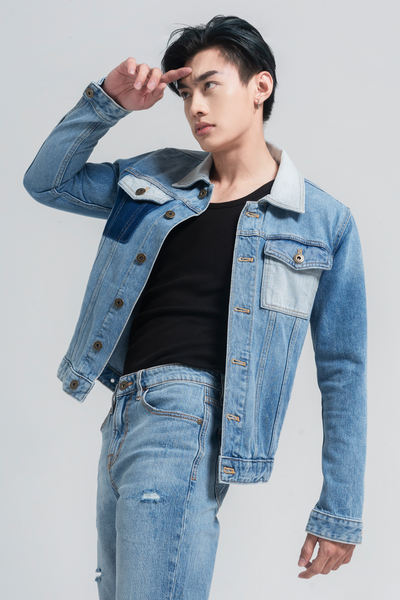 Áo Khoác Denim Color Block Dáng Rộng - 121MD4044F3950