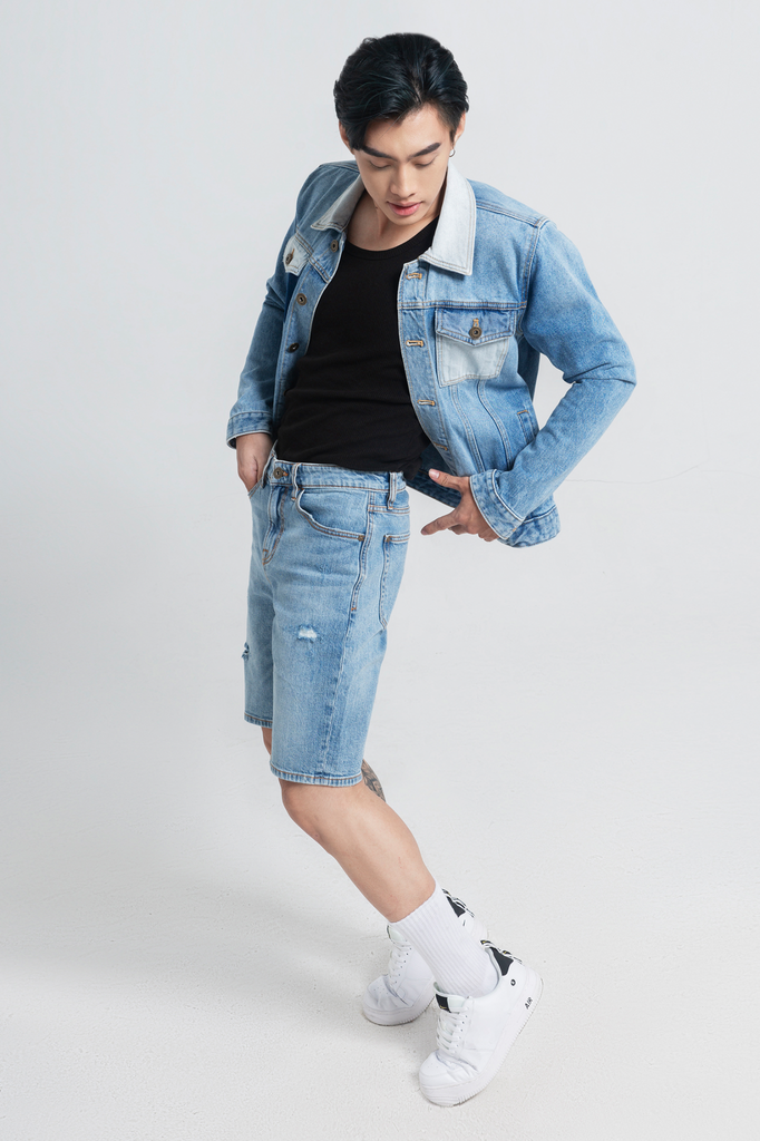 Áo Khoác Denim Color Block Dáng Rộng - 121MD4044F3