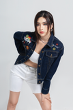 Áo Khoác Denim Thêu Happy. 'Happy' Embroidered Denim Jacket - 121WD1044A4993