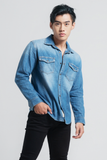 Áo Sơ Mi Nam Denim Dáng Suông Rộng. Faded Denim Shirt - 121MD4034F6930