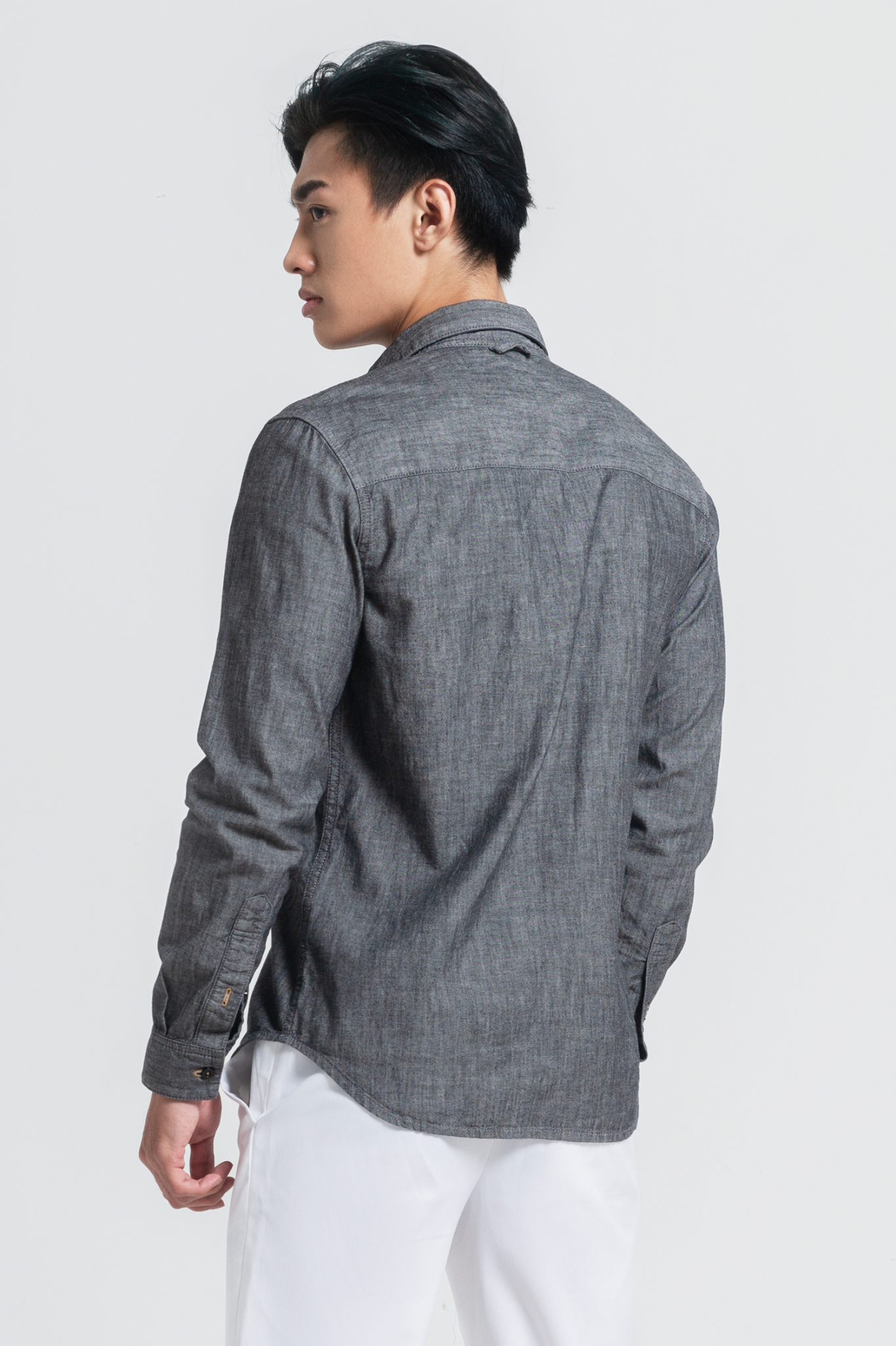 Áo Sơ Mi Nam Denim Xám Khói. Smokey Grey Denim Shirt - 221MN4034B1