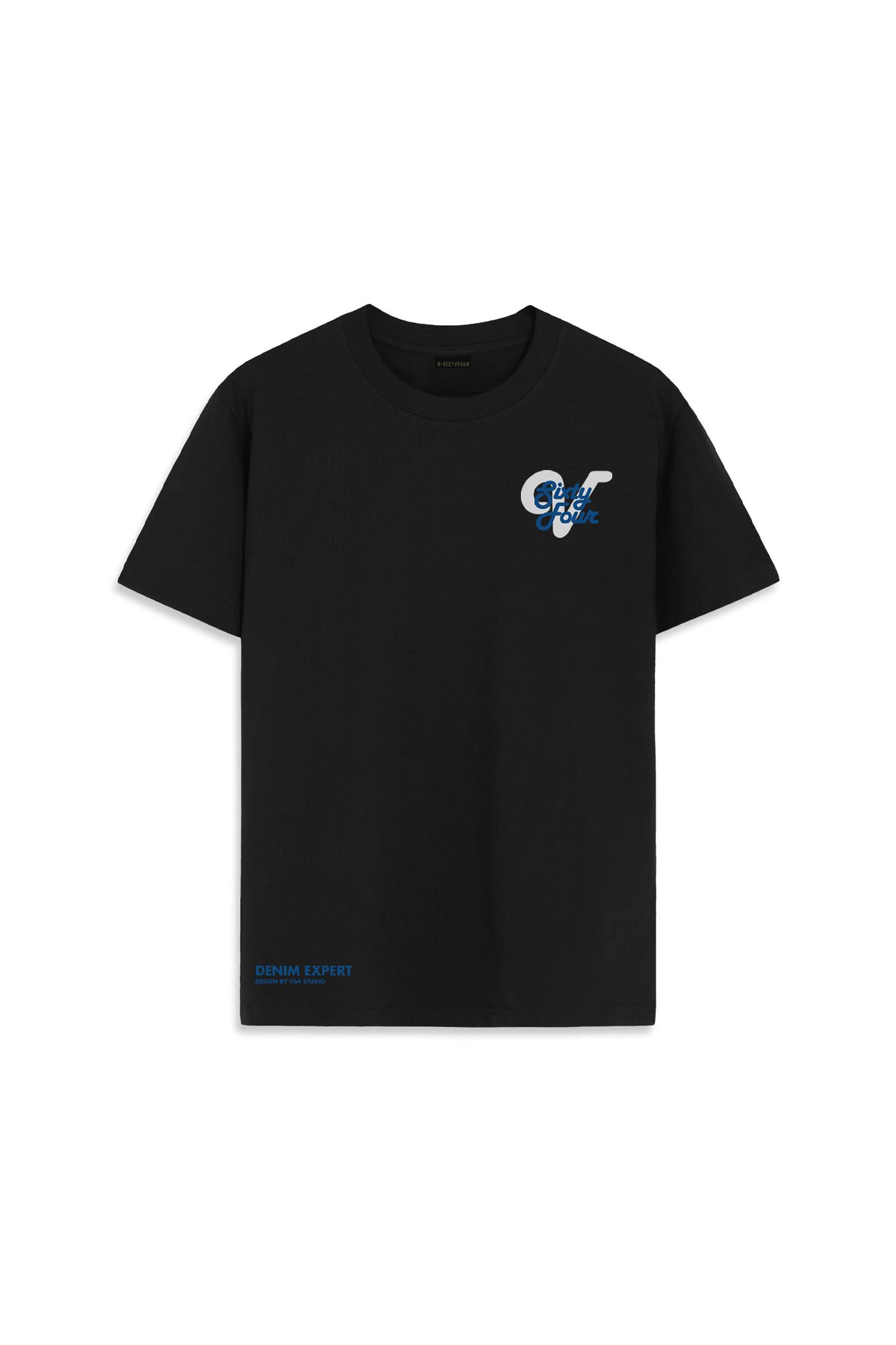 Áo Thun Nam Cotton Màu Đen Hoạ Tiết Typo V-Sixtyfour - 224MN3023B2001