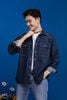 Sơ Mi Denim Đắp Biker May Dập Tạo Ly - Denim Biker Patched Shirt - 222MD4039F1990