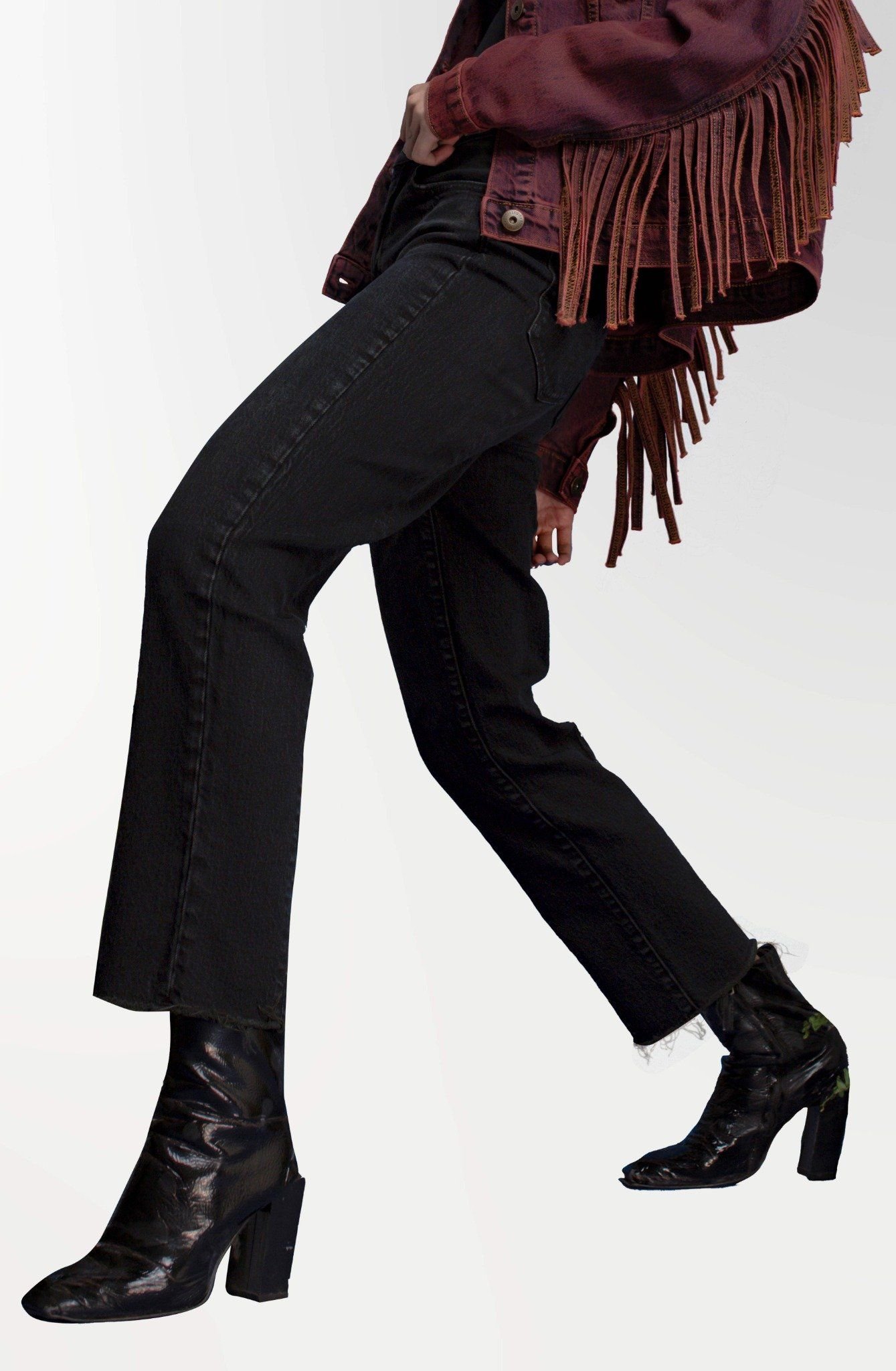 Quần Jeans Nữ Dáng Straight Nhuộm Đen. Women's Straight-Leg Black Jeans - 222WD2083F2