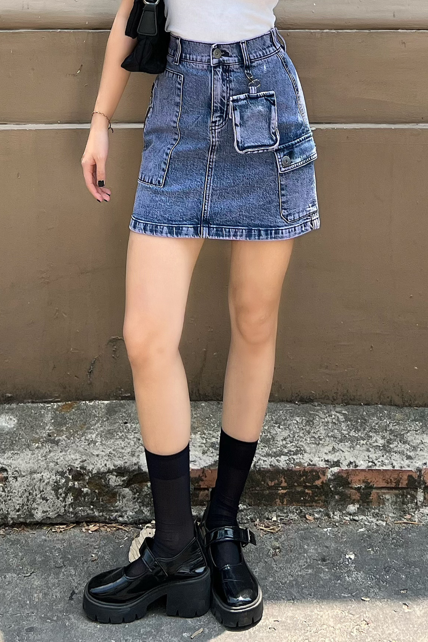 Chân Váy Denim Nữ Dáng Chữ A Nhuộm Tím. Purple A-line Women's Denim Skirt - 222WD1111F1
