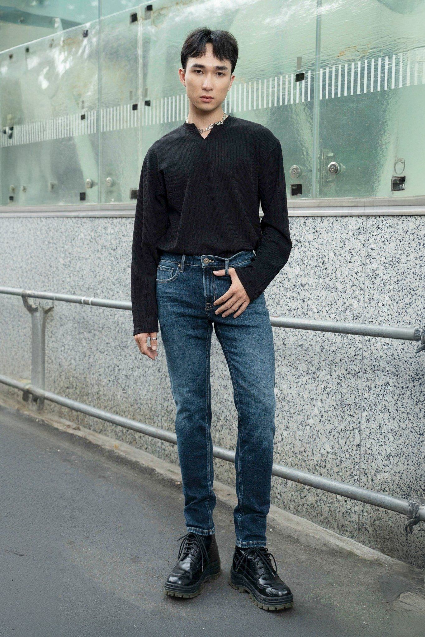 Quần Jeans Nam Dáng Slim Tint Vintage Màu Dark Blue - Men's SlimFit Jeans Tint Vintage In Dark Blue - 224MD3082B2970