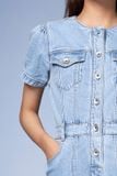 Đầm Denim Dáng Suông Tay Ngắn Màu Xanh Sáng - Short-Sleeve Denim A-line Dress Light Blue. 123WD1125F1930