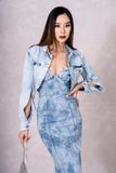 Đầm Denim Nữ Cúp Ngực Dáng Ôm Màu Xanh Sáng.Women's Denim Dress with Loose Breast in Bright Blue - 223WD2127F2930