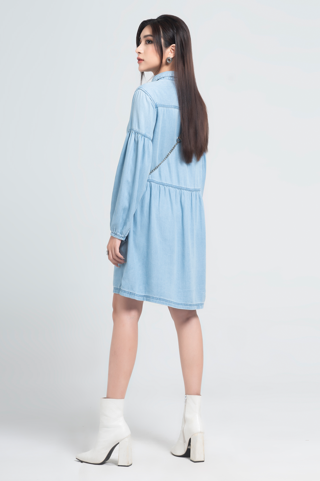 Đầm Tencel Nữ Dáng Xòe Tay Phồng. Tencel Babydoll Dress - 121WD2126F1