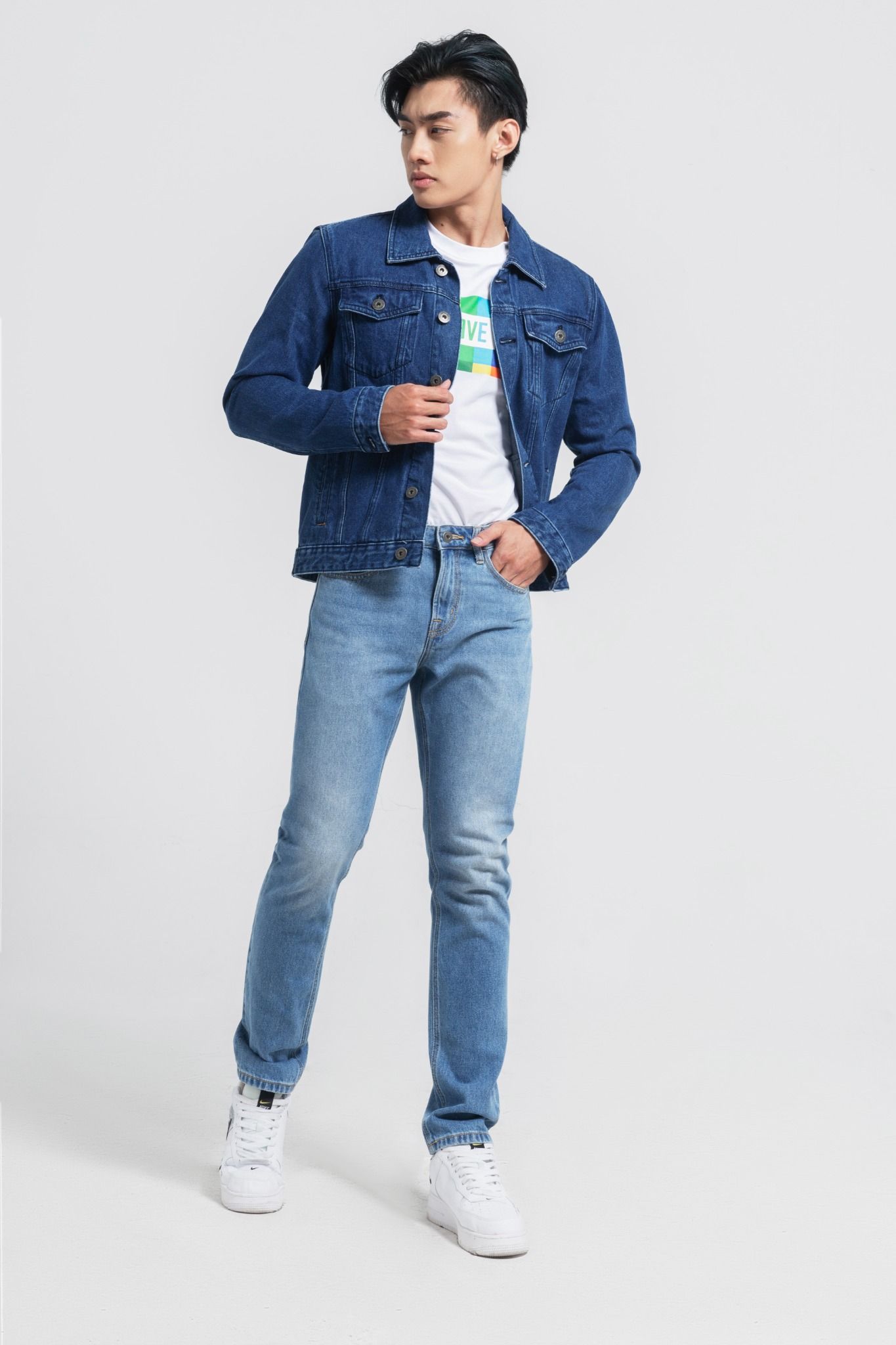 Áo khoác Jeans nam dáng rộng - 121MD4044B1950