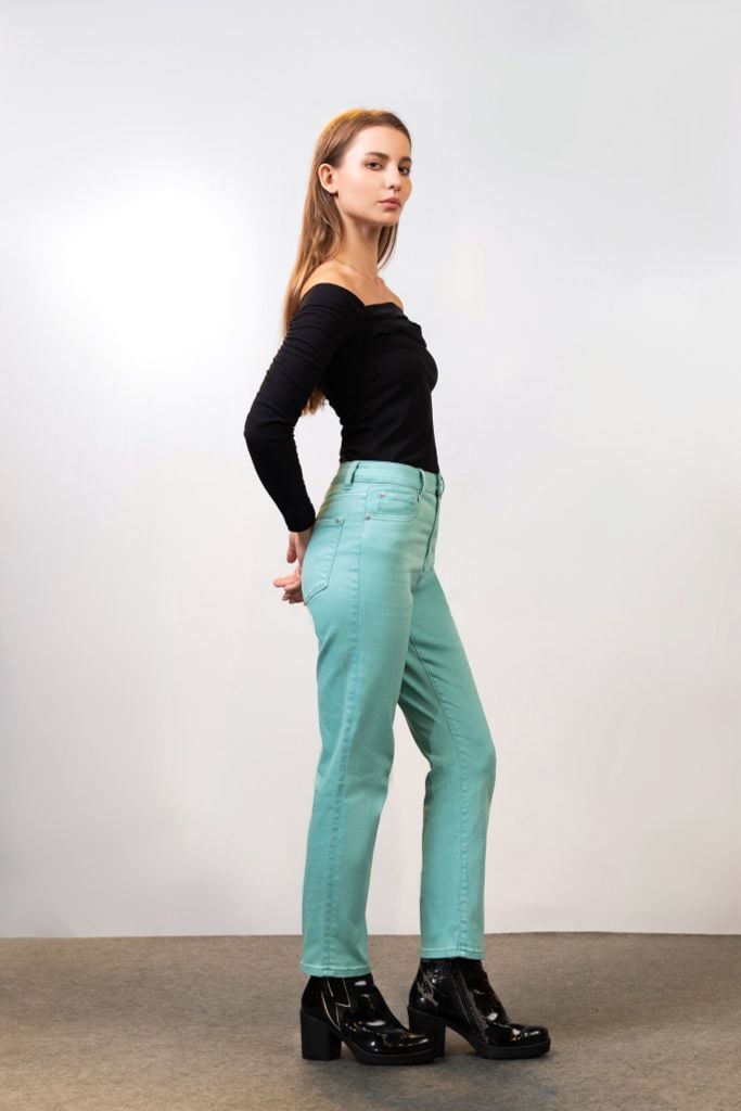 Quần Jeans Nữ Dáng Straight Màu Xanh Mint. Mint Green Straight Women's Jeans - 123WN1083F1
