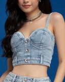 Áo Hai Dây Denim Màu Ice Blue - Ice Blue Denim Bra - 122WD1017F2930