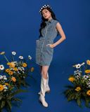 Đầm Denim Không Tay Dáng Suông Màu Xanh Steel. Blue Steal Denim Dress - 122WD1124F1930