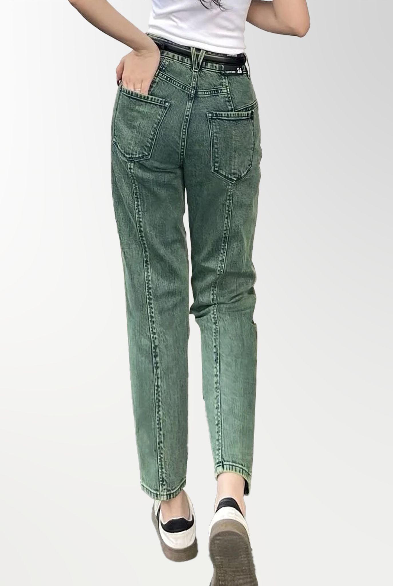 Quần Dài Dáng Baggy Rã Thân Trước Màu Xanh Rêu. Moss Green Baggy Pants with Striped Front - 123WD1089F1370