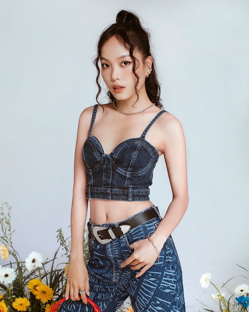 Áo Hai Dây Denim Màu Xanh Royal - Royal Blue Denim Bra - 122WD1017F1